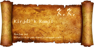 Kirják Kamil névjegykártya